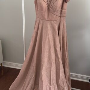 Sparkle Pink Evening Gown - Elegant Strapless Dress